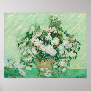 Poster Roses blanches de Van Gogh - Art floral mint vinta