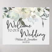 Poster Roses Blanches d'Ivoire Mariage Floral (Devant)