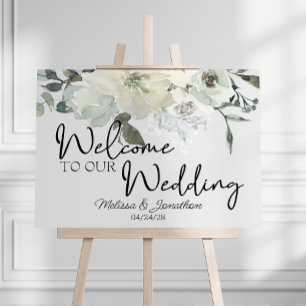 Poster Roses Blanches d'Ivoire Mariage Floral