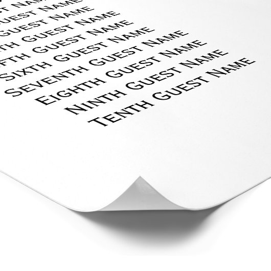 Poster Roses blanches et fougères Réception de mariage Si (Coin)