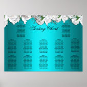 Poster Roses blanches et Mariage floral Aqua (Devant)