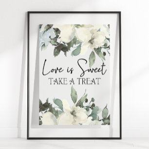 Poster Roses Blanches Faveur de Mariage Floral L'Amour es