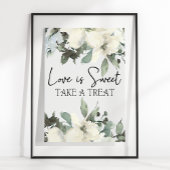 Poster Roses Blanches Floral Mariage L'amour est doux Fav