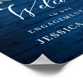 Poster Roses blanches Lanterne Bleu Bois PARTICIPATION (Coin)