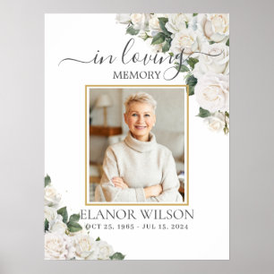 Poster Roses blanches Photo Fleurie de deuil Mémorial