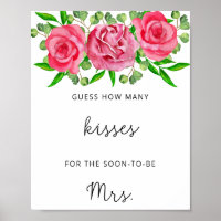 Roses combien de baisers jeu de baby shower affich