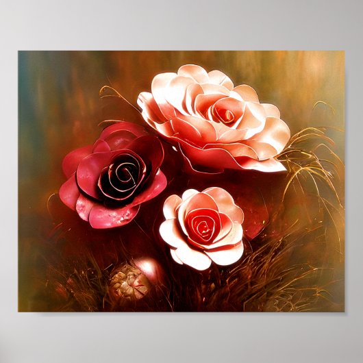 Poster Roses cuivre vibrant (Devant)