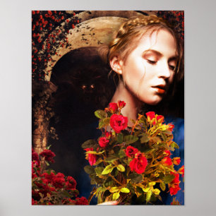 Poster roses dans l'ambre