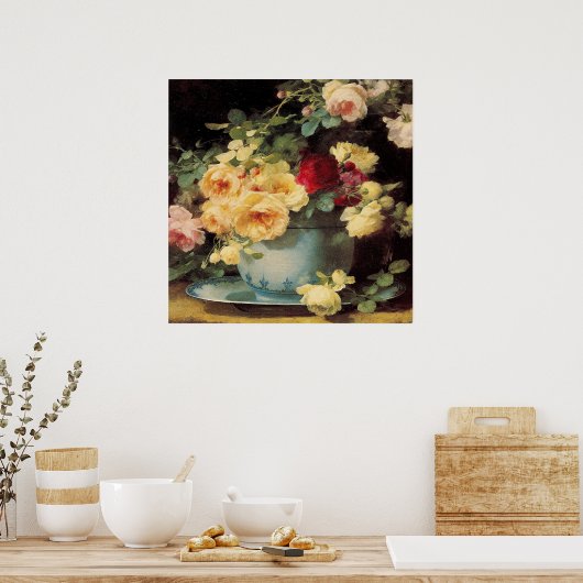 Poster Roses dans un Blue Bowl (Cuisine)