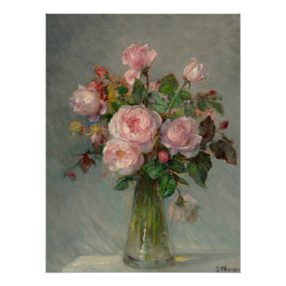Poster Roses dans un vase brillant