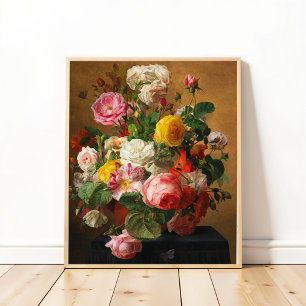 Poster Roses dans un vase par Aghate Pilon, Art Floral