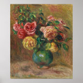 Poster Roses dans un vase vert par Pierre-Auguste Renoir (Devant)