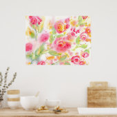 Poster Roses d'aquarelle Abstraits (Cuisine)