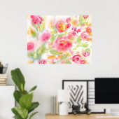 Poster Roses d'aquarelle Abstraits (Bureau à domicile)