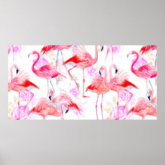 Poster Roses d'aquarelle motif sans couture avec flamme r