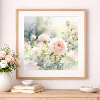 Poster Roses de jardin rose fardé