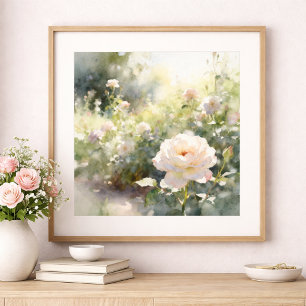 Poster Roses de jardin rose fardé
