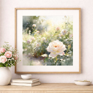 Poster Roses de jardin rose fardé