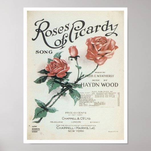 Poster Roses de la couverture Vintage Picardy (Devant)