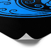 Poster Roses de Yin Yang bleu et noir (Coin)