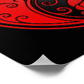 Poster Roses de Yin Yang rouge et noir (Coin)