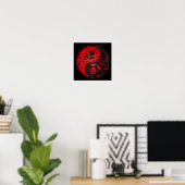Poster Roses de Yin Yang rouge et noir (Bureau à domicile)