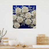 Poster Roses décoratives blanches élégantes (Cuisine)