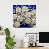 Poster Roses décoratives blanches élégantes (Bureau à domicile)