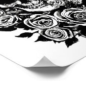 Poster Roses du crâne humain Goth Dessin original à l'enc (Coin)