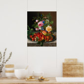 Poster Roses et fraises de Still Life par Otto Ottesen (Cuisine)