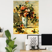 Poster Roses et Jasmin dans un vase Delft (Bureau à domicile)