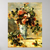Poster Roses et Jasmin dans un vase Delft (Devant)