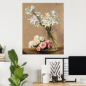 Poster Roses et Lilies par Henri Fantin-Latour (Bureau à domicile)