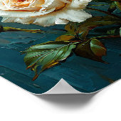 Poster Roses fleurs blanches (Coin)