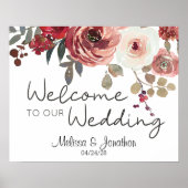 Poster Roses Florales Rouge Fard Mariage (Devant)