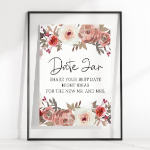 Poster Roses floraux rousses rouge Nuit de la date