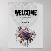 Poster roses gothiques éffrayants et crâne Fête d'Hallowe (Devant)