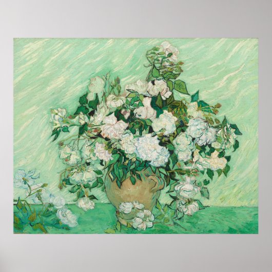 Poster Roses gracieux dans un vase par Vincent van Gogh (Devant)