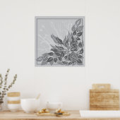 Poster roses gris grunge (Cuisine)