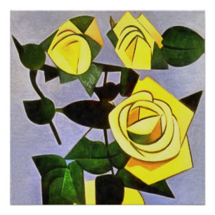 Poster Roses Jaunes D'Un Ami Géométrique Abstrait