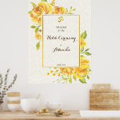 Poster Roses jaunes nom personnalisé Signal d'accueil hal (Cuisine)