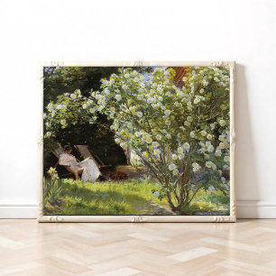 Poster Roses. Marie Krøyer assise dans la chaise longue