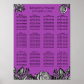 Poster Roses noir et blanc Mariage électrique violet (Devant)