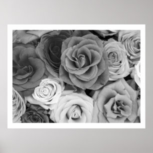 Poster Roses Noir Et Blanc Motif Large