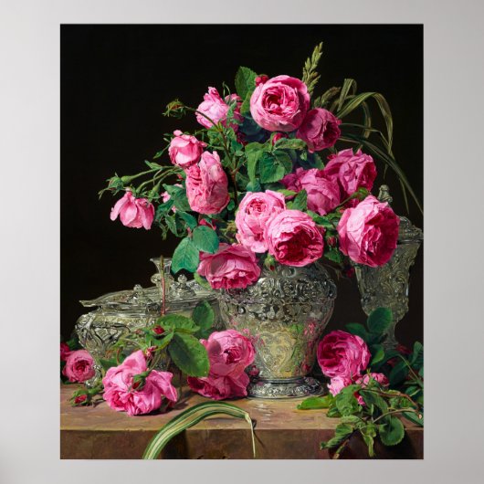 Poster Roses par Ferdinand Georg Waldmuller (Devant)