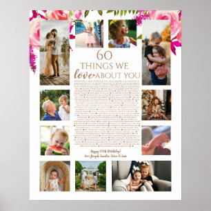 Poster Roses raisons pour lesquelles nous vous aimons 60
