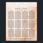 Poster Roses romantiques et Mariage de dentelle<br><div class="desc">Design unique avec arrière - plan papier rose ancien avec dentelle romantique et de belles polices. 12 tables sont disponibles. Ce sera un choix idéal pour un mariage vintage romantique à thème. Utilisez l'outil Customiser pour ajouter vos informations. Consultez, s'il vous plaît, d'autres articles qui correspondent à ce design dans...</div>