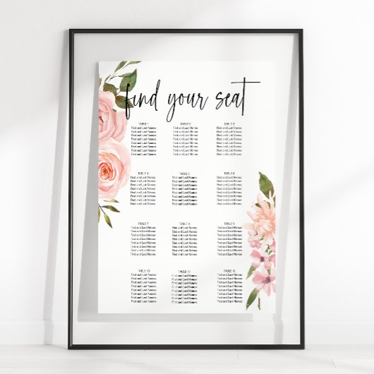 Poster Roses rose pâle Mariage floral