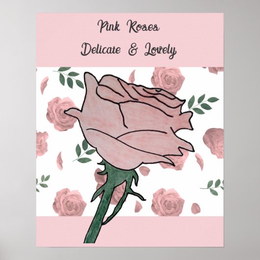 Poster Roses roses- Délicates et adorables (Devant)