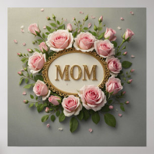 Poster Roses roses élégantes pour maman le jour de la Mèr
